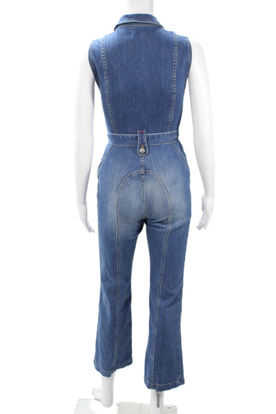 AO.LA Womens Sleeveless Collared Jumpsuit Blue Size 24