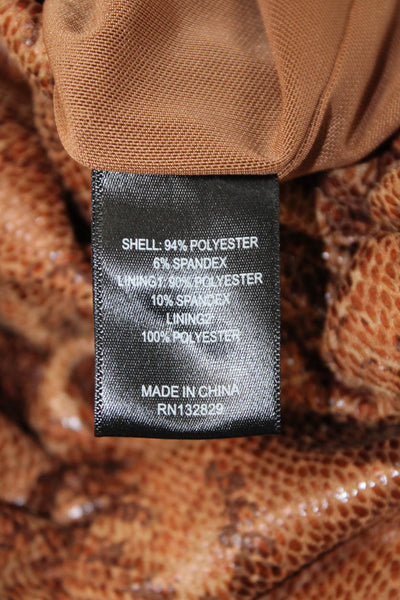 Michael Costello x Revolve Womens Bodycon Mini Dress Brown Snake Print Size 2XS