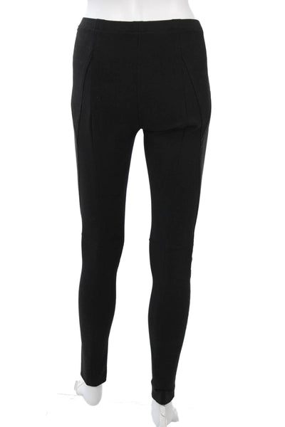 Donna Karan New York Women Black Leather Biker Ankle Jeggings Size 2
