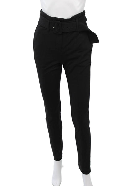 Theory Womens Paperbag Dress Pants Black Buckle Size 2