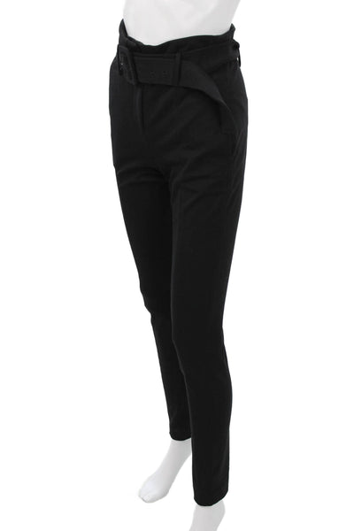 Theory Womens Paperbag Dress Pants Black Buckle Size 2