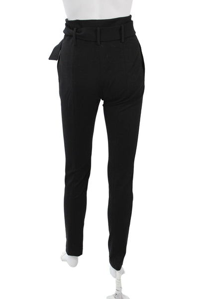 Theory Womens Paperbag Dress Pants Black Buckle Size 2