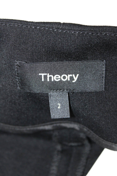 Theory Womens Paperbag Dress Pants Black Buckle Size 2