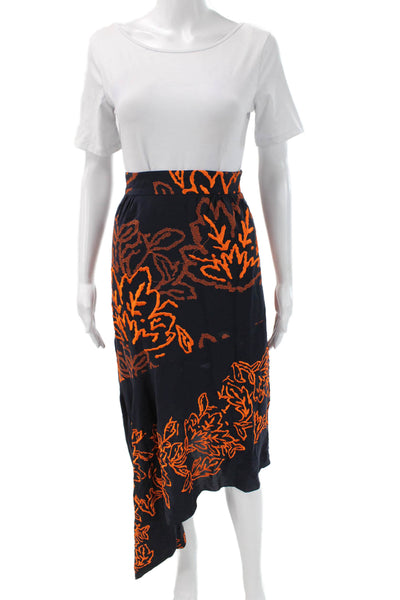 PETER PILOTTO Womens Dark Blue Silk Floral A-Line Maxi Skirt Size 6