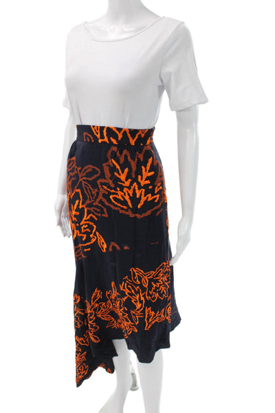 PETER PILOTTO Womens Dark Blue Silk Floral A-Line Maxi Skirt Size 6