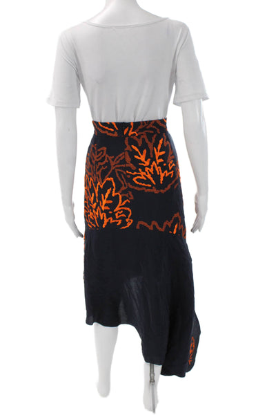 PETER PILOTTO Womens Dark Blue Silk Floral A-Line Maxi Skirt Size 6