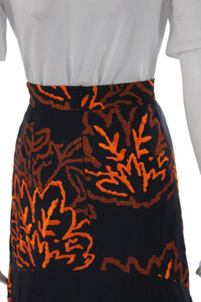 PETER PILOTTO Womens Dark Blue Silk Floral A-Line Maxi Skirt Size 6