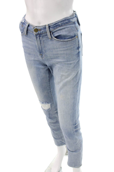 Frame Denim Womens Cropped Straight Light Blue Jeans Size 24