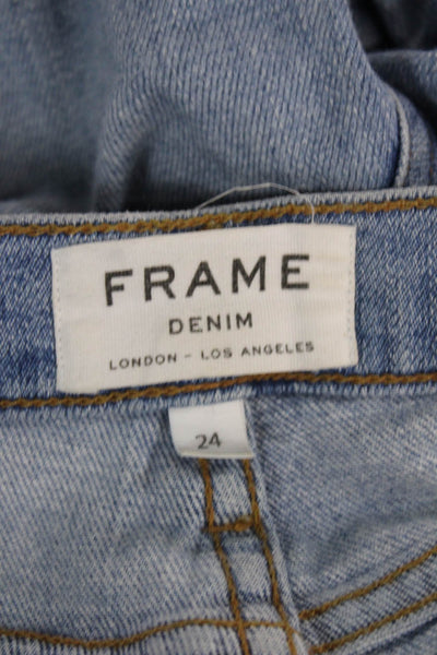 Frame Denim Womens Cropped Straight Light Blue Jeans Size 24