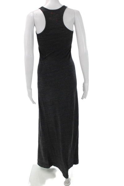 Daftbird Women Maxi Tank Dress Dark Gray Sleeveless Round Neck Solid Size 0P