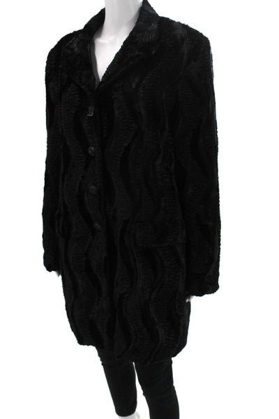 Elliott Lauren Womens Black Collared Button Overcoat Long Sleeve Size S