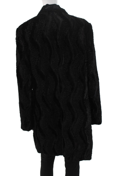 Elliott Lauren Womens Black Collared Button Overcoat Long Sleeve Size S
