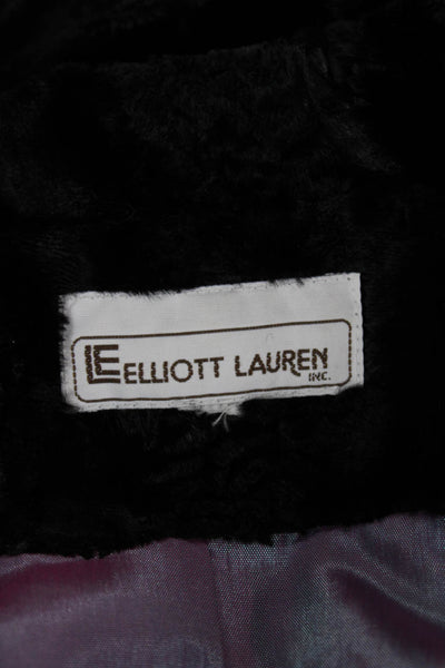 Elliott Lauren Womens Black Collared Button Overcoat Long Sleeve Size S