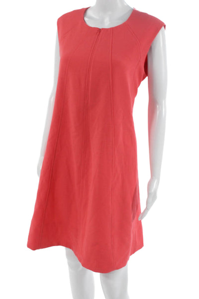DKNY Womens Pink Shift Dress Sleeveless Zip Back Round Neck Size 8