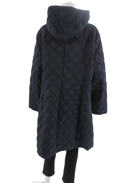 Tahari Womens Quilted Puffer Jacket Dark Blue High Neck Zip Polyester Size 2X