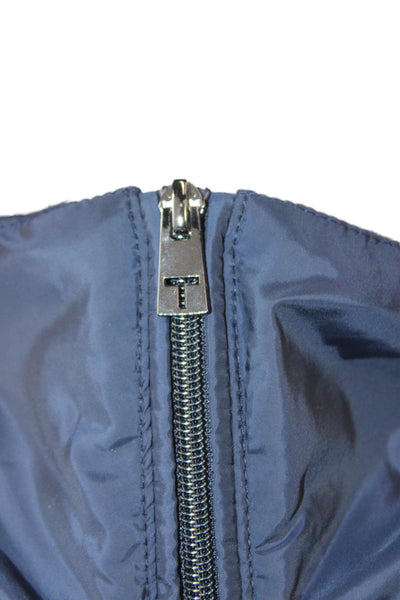 Tahari Womens Quilted Puffer Jacket Dark Blue High Neck Zip Polyester Size 2X