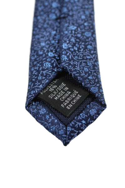 Michael Kors Mens Silk Floral Print Tie Dark Blue