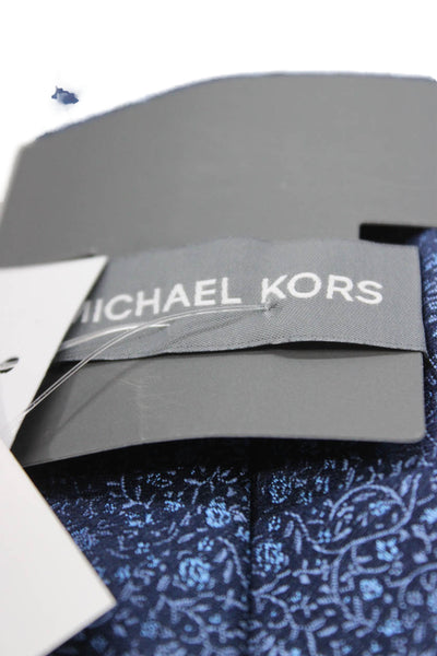 Michael Kors Mens Silk Floral Print Tie Dark Blue