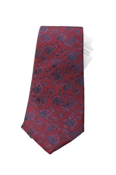 Michael Kors Mens Silk Floral Print Tie Dark Red