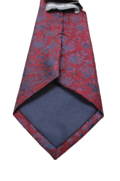 Michael Kors Mens Silk Floral Print Tie Dark Red