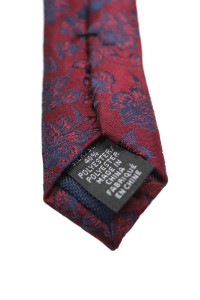 Michael Kors Mens Silk Floral Print Tie Dark Red