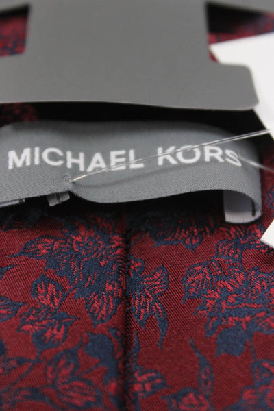 Michael Kors Mens Silk Floral Print Tie Dark Red
