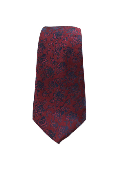 Michael Kors Mens Silk Floral Print Tie Burgundy