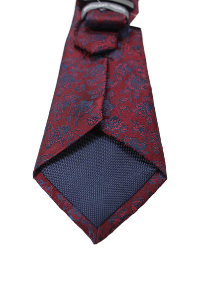 Michael Kors Mens Silk Floral Print Tie Burgundy