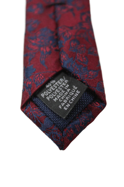 Michael Kors Mens Silk Floral Print Tie Burgundy