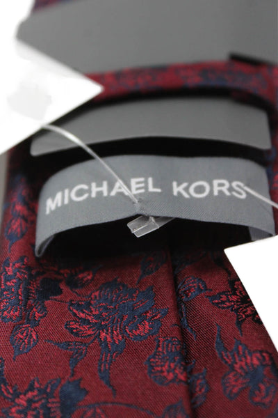 Michael Kors Mens Silk Floral Print Tie Burgundy