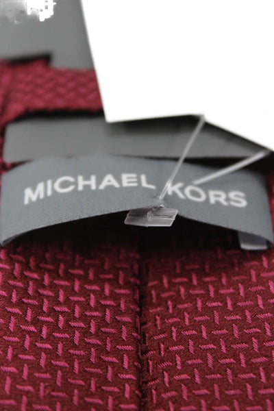 Michael Kors Mens Silk Geometric Print Tie Dark Red