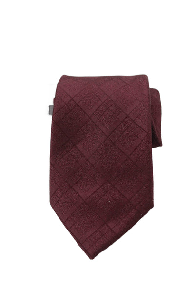 Calvin Klein Mens Geometric Diamond Print Tie Dark Red
