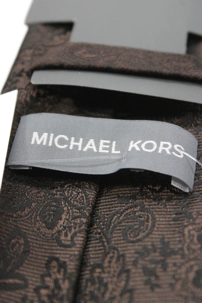 Michael Kors Mens Silk Floral Print Tie Dark Brown