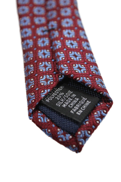 Michael Kors Mens Geometric Print Tie Dark Red