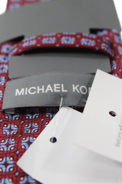 Michael Kors Mens Geometric Print Tie Dark Red