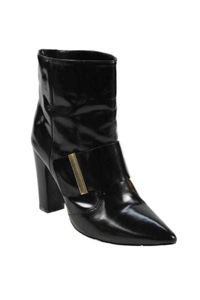 See by Chloe Womens Gold Tone Pointed Toe Ankle Boots Black Size 38 8