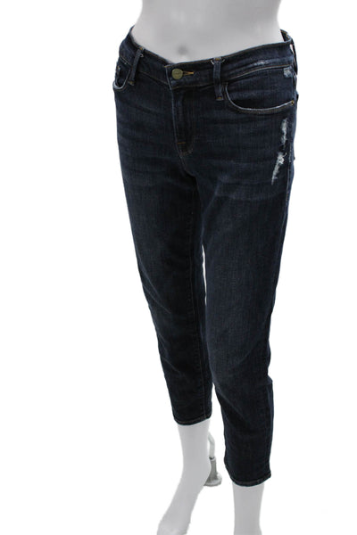 Frame Women Cropped Ankle Jeans Dark Blue Mid Rise Button Size 25