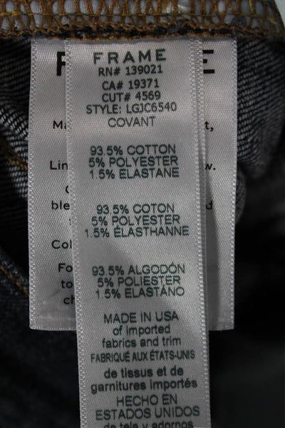 Frame Women Cropped Ankle Jeans Dark Blue Mid Rise Button Size 25