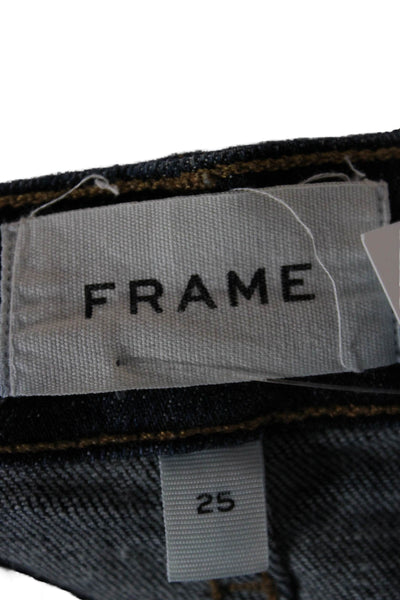 Frame Women Cropped Ankle Jeans Dark Blue Mid Rise Button Size 25