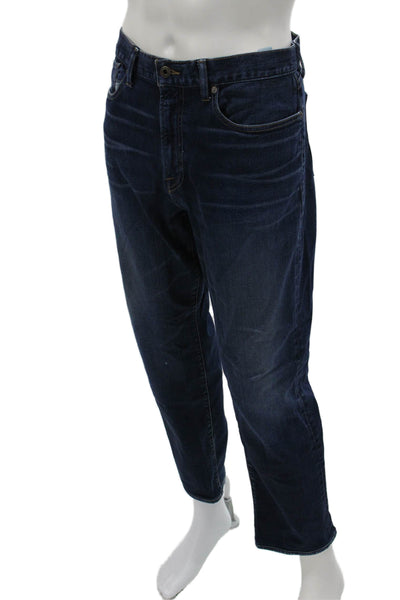 Lucky Brand Mens Straight Jeans Dark Blue Button Size 36
