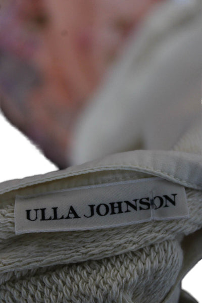 Ulla Johnson Women Beige Cotton Long Sleeve Tie Blouse Size PP