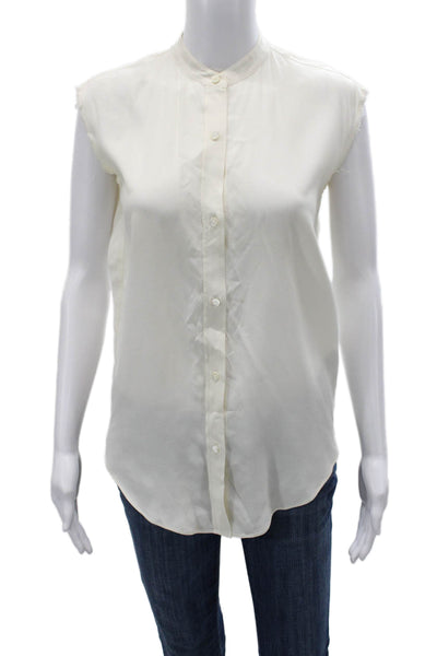 Helmut Lang Womens White Viscose High Neck Sleeveless Button-Up Size XS