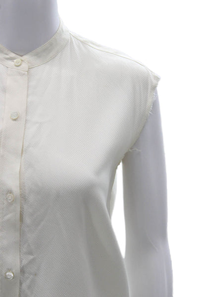 Helmut Lang Womens White Viscose High Neck Sleeveless Button-Up Size XS