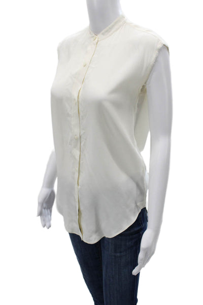 Helmut Lang Womens White Viscose High Neck Sleeveless Button-Up Size XS