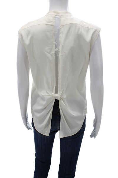 Helmut Lang Womens White Viscose High Neck Sleeveless Button-Up Size XS