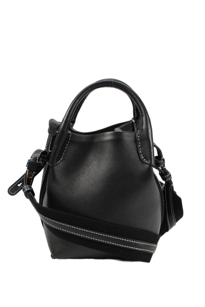 Loro Piana Womens Leather Gold Tone Small Bale Crossbody Shoulder Handbag Black