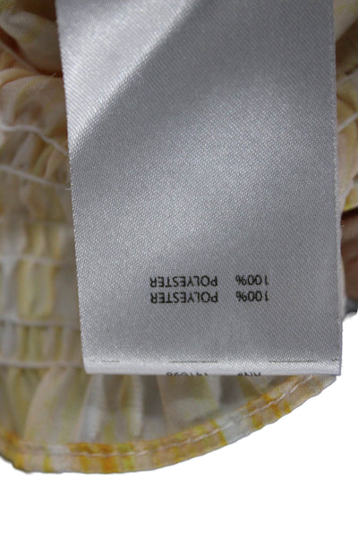 Ramy Brook Womens White Square Neck Short Sleeve Blouse Beach Polyester Size S