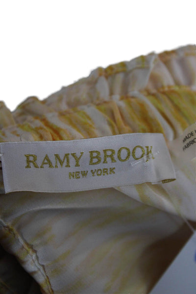 Ramy Brook Womens White Square Neck Short Sleeve Blouse Beach Polyester Size S