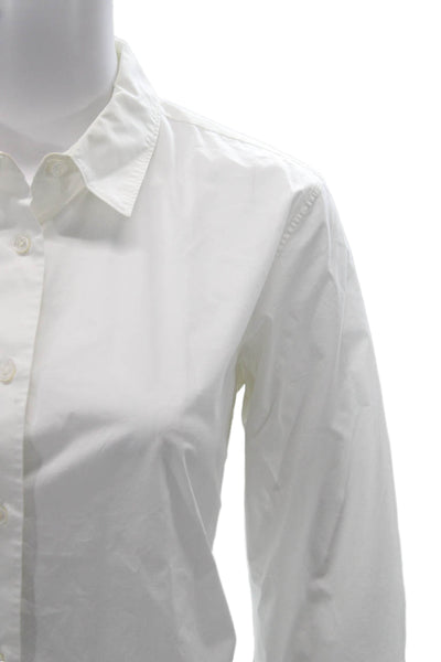 Lis Lareida Womens Collared White Cotton Blend Button-Up 3/4 Sleeve Size 36