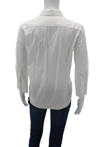 Lis Lareida Womens Collared White Cotton Blend Button-Up 3/4 Sleeve Size 36